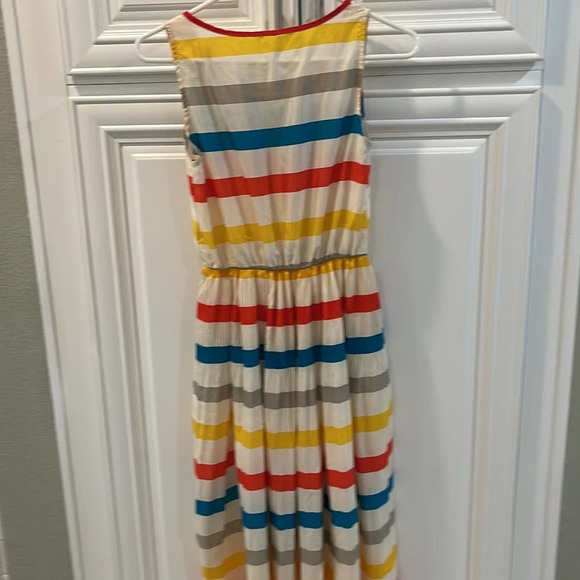 36 Point 5 Stripe Midi Multi color Sleeveless Dress flowy pleated Small (flaws) - Picture 5 of 16
